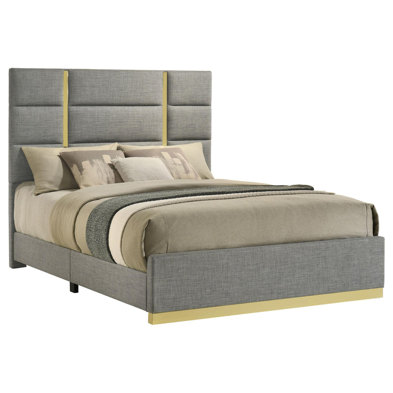 Ines 56-inch Fabric Upholstered Queen Panel Bed Grey - detail 3