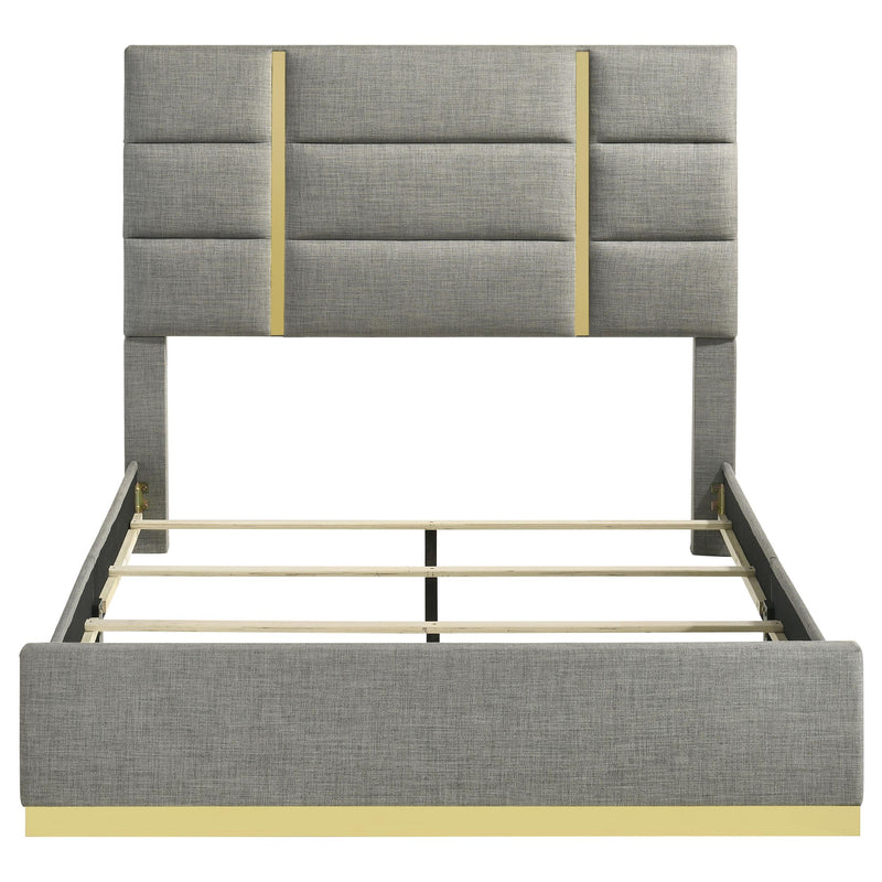 Ines 56-inch Fabric Upholstered Queen Panel Bed Grey - detail 4