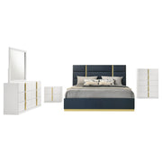 Ines 5-piece Queen Bedroom Set Navy and White High Gloss - alternate view