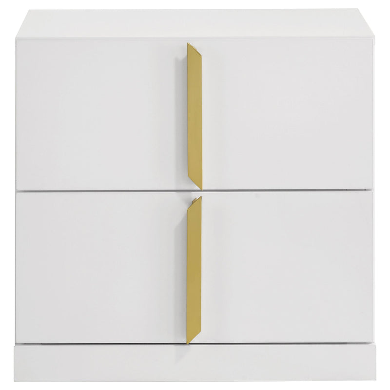 Ines 2-drawer Nightstand Bedside Table White High Gloss - detail 3