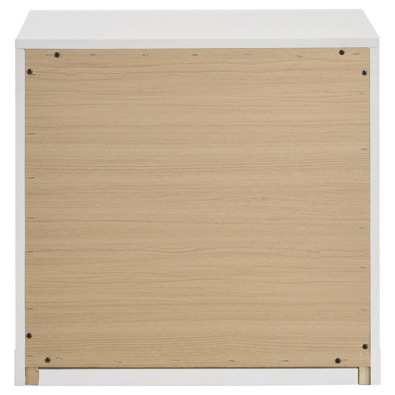 Ines 2-drawer Nightstand Bedside Table White High Gloss - detail 5