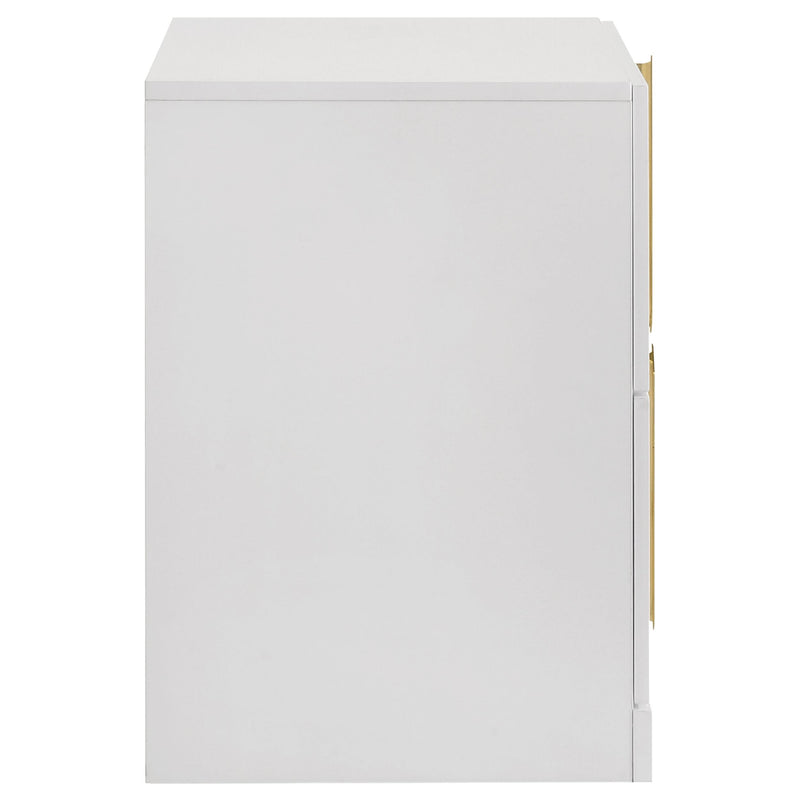 Ines 2-drawer Nightstand Bedside Table White High Gloss - detail 6