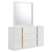 Ines 6-drawer Bedroom Dresser with Mirror White High Gloss - alternate view