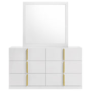 Ines 6-drawer Bedroom Dresser with Mirror White High Gloss - detail 3