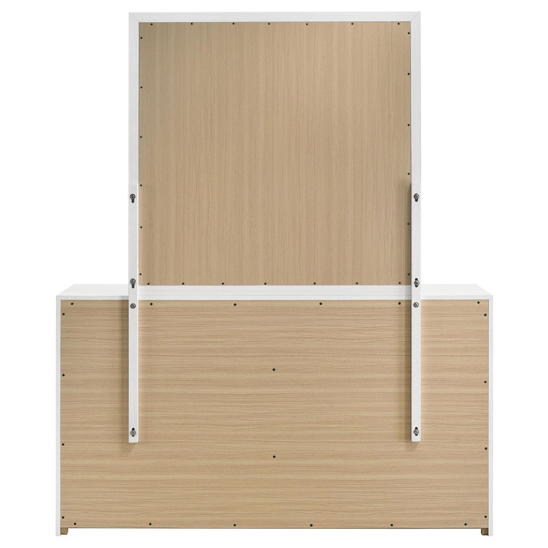Ines 6-drawer Bedroom Dresser with Mirror White High Gloss - detail 5