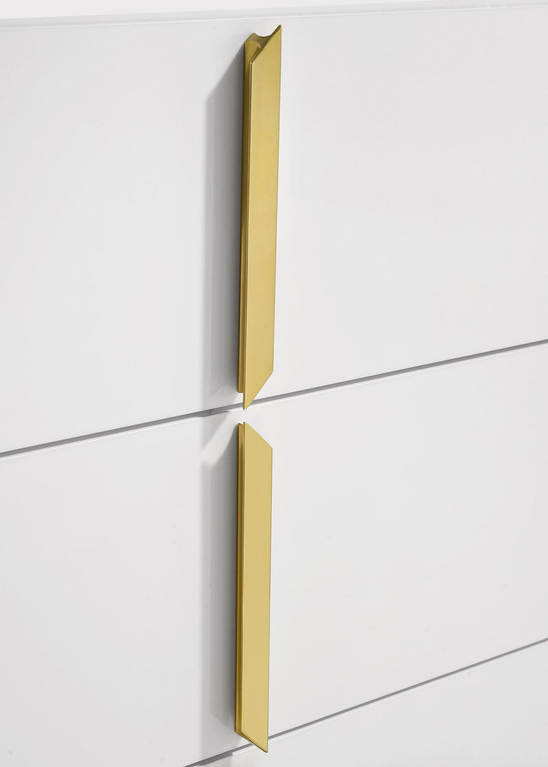 Ines 6-drawer Bedroom Dresser with Mirror White High Gloss - detail 8