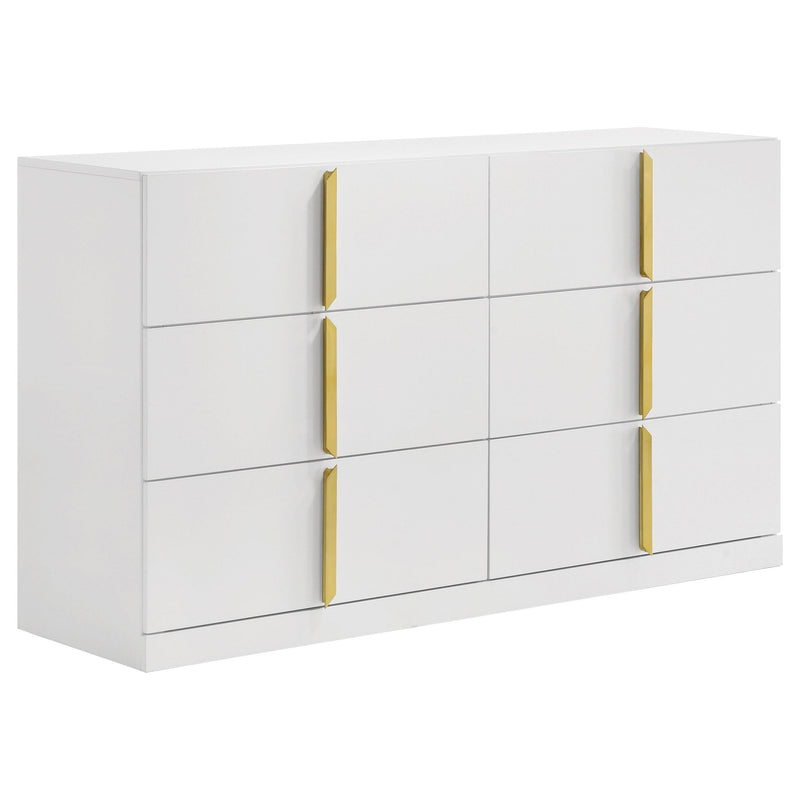 Ines 6-drawer Bedroom Dresser Cabinet White High Gloss - alternate view