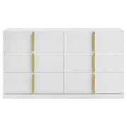 Ines 6-drawer Bedroom Dresser Cabinet White High Gloss - detail 3