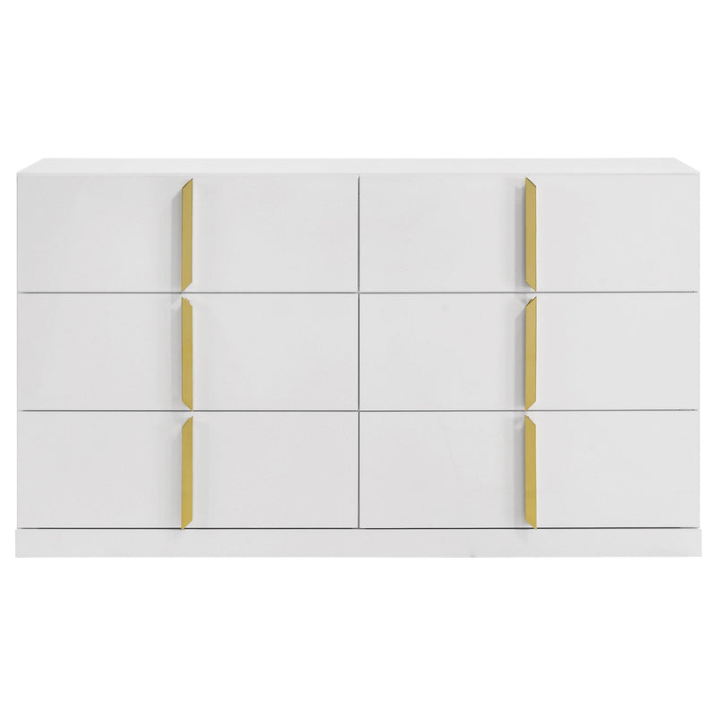 Ines 6-drawer Bedroom Dresser Cabinet White High Gloss - detail 3