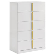 Ines 5-drawer Bedroom Chest of Drawers White High Gloss - alternate view