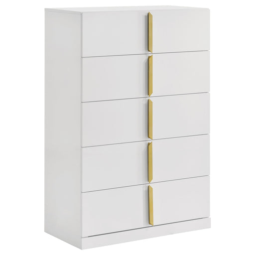 Ines 5-drawer Bedroom Chest of Drawers White High Gloss - alternate view
