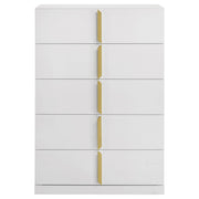 Ines 5-drawer Bedroom Chest of Drawers White High Gloss - detail 3