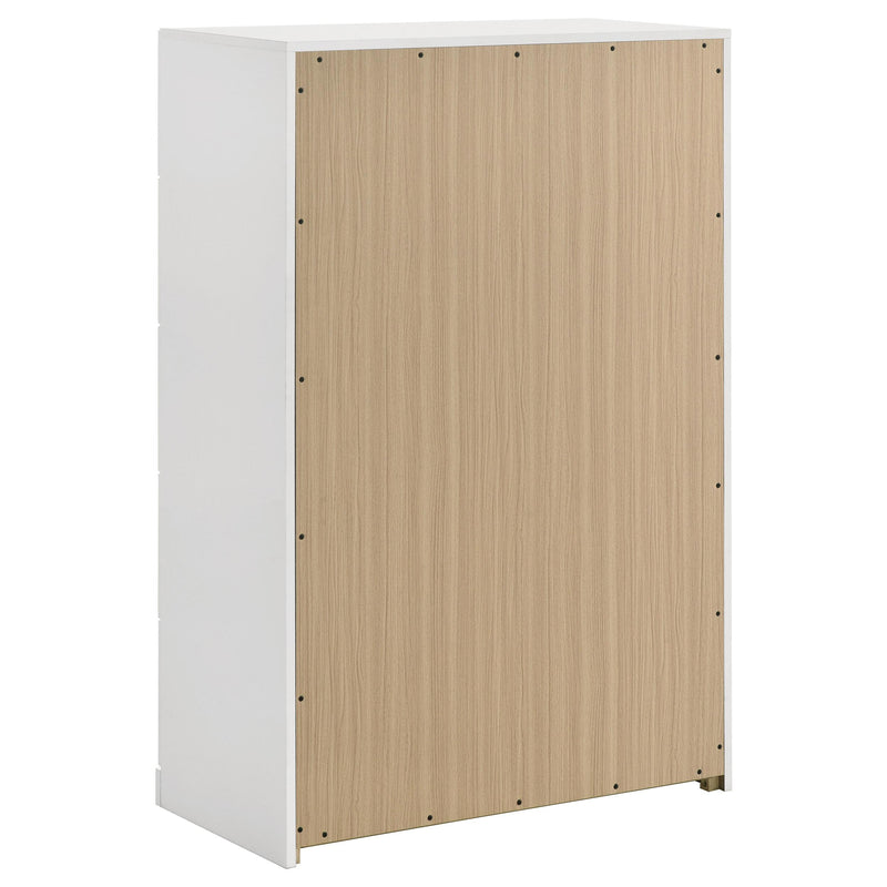 Ines 5-drawer Bedroom Chest of Drawers White High Gloss - detail 4