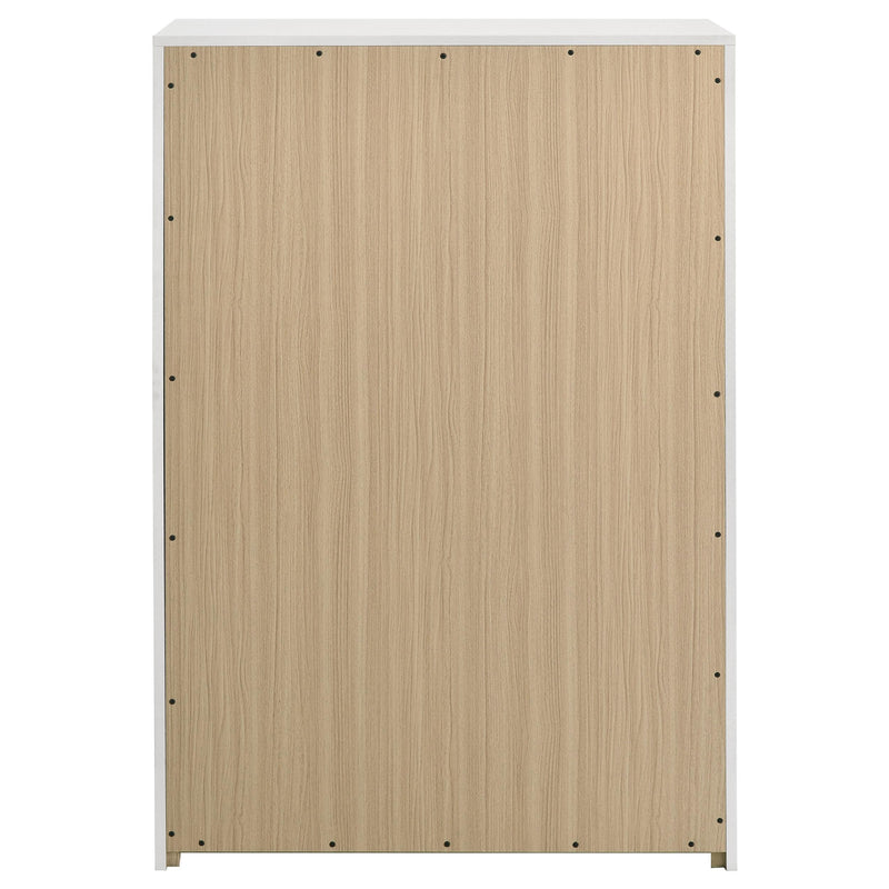 Ines 5-drawer Bedroom Chest of Drawers White High Gloss - detail 5