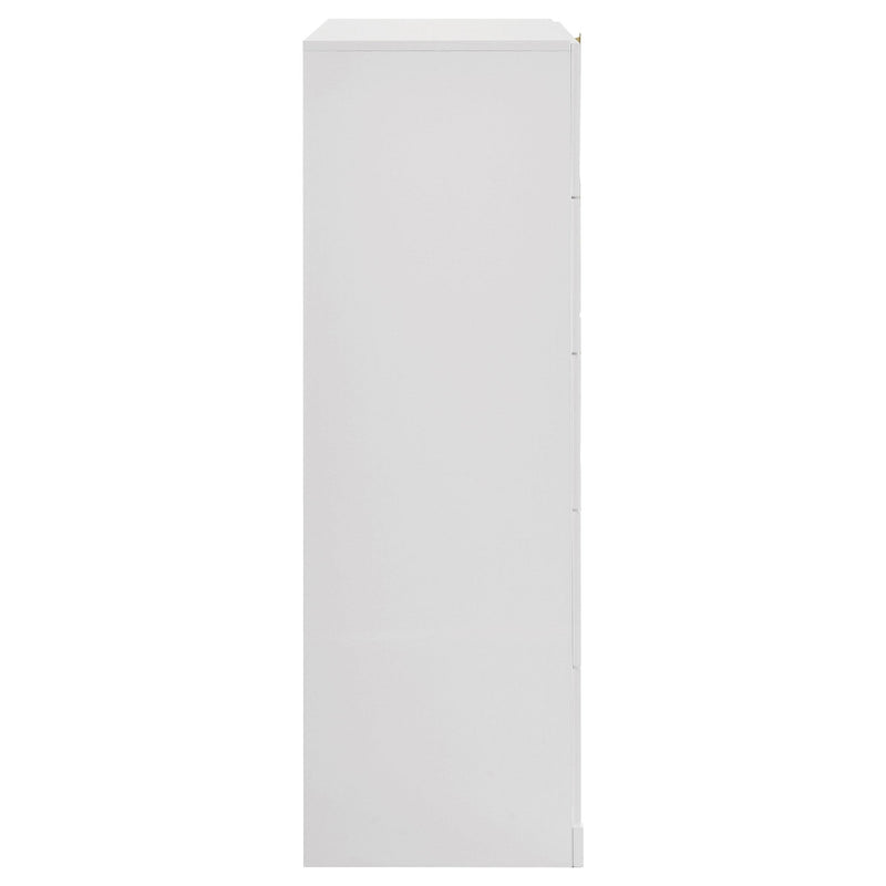 Ines 5-drawer Bedroom Chest of Drawers White High Gloss - detail 6