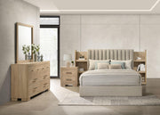 Arielle 4-Piece Eastern King Upholstered Bedroom Set Light Oak