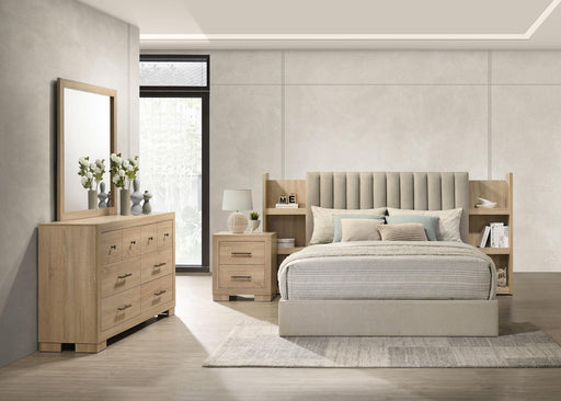 Arielle 4-Piece Eastern King Upholstered Bedroom Set Light Oak