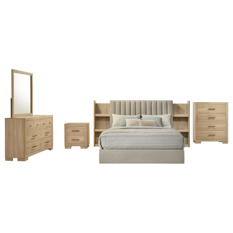 Arielle 5-Piece Queen Upholstered Bedroom Set Light Oak - alternate view