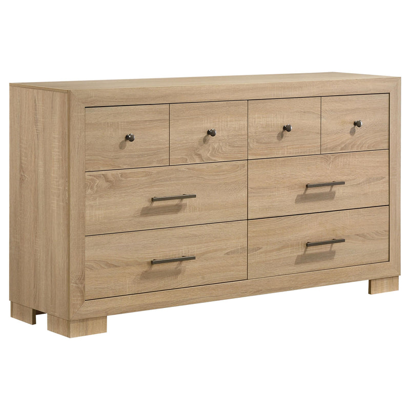 Arielle 5-Piece Queen Upholstered Bedroom Set Light Oak - detail 7