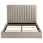 Arielle Queen Upholstered Bookcase Bed Light Tan and Light Oak - detail 6