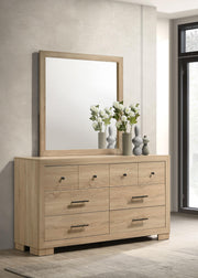 Arielle Dresser and Mirror Set with Mixed Hardware Light Oak