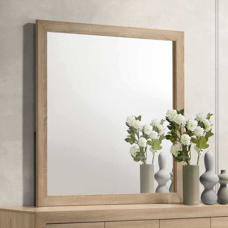 Arielle Dresser Mirror with Wood-Look Frame Light Oak
