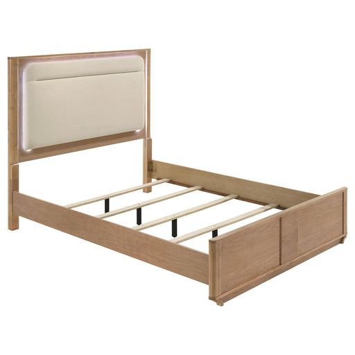 Leanne Queen LED Panel Bed Off White and Light Oak - alternate view