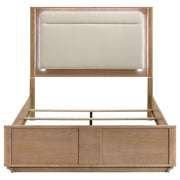 Leanne Queen LED Panel Bed Off White and Light Oak - detail 4