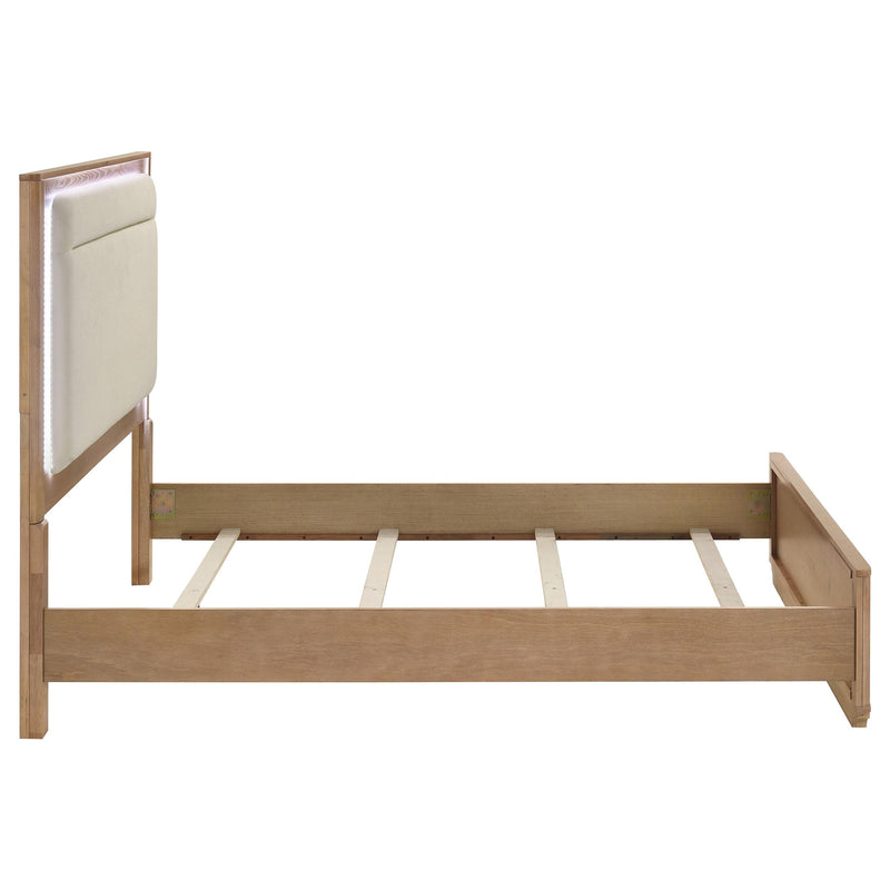 Leanne Queen LED Panel Bed Off White and Light Oak - detail 6