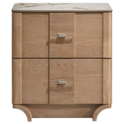 Leanne 2-drawer Sinter Stone Top Nightstand Light Oak - detail 3