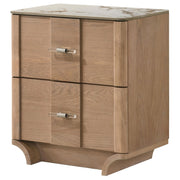 Leanne 2-drawer Sinter Stone Top Nightstand Light Oak - detail 4