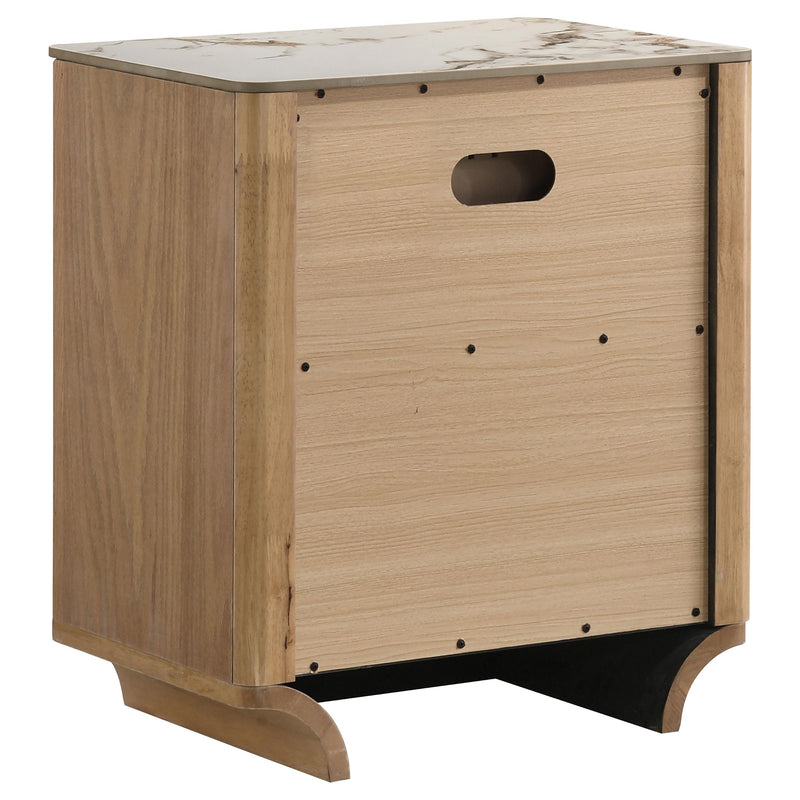 Leanne 2-drawer Sinter Stone Top Nightstand Light Oak - detail 6