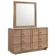 Leanne 6-drawer Sinter Stone Top Dresser and Mirror Light Oak - alternate view