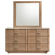 Leanne 6-drawer Sinter Stone Top Dresser and Mirror Light Oak - detail 3