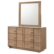 Leanne 6-drawer Sinter Stone Top Dresser and Mirror Light Oak - detail 4
