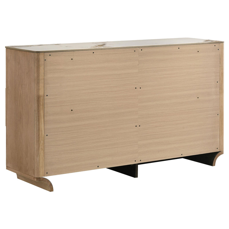 Leanne 6-drawer Sinter Stone Top Dresser Cabinet Light Oak - detail 6