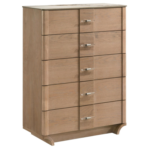Leanne 5-drawer Sinter Stone Top Chest of Drawers Light Oak - alternate view