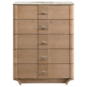 Leanne 5-drawer Sinter Stone Top Chest of Drawers Light Oak - detail 3