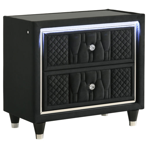 Lorient 2-drawer LED Nightstand with USB Black - alternate view