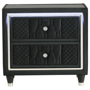 Lorient 2-drawer LED Nightstand with USB Black - detail 3