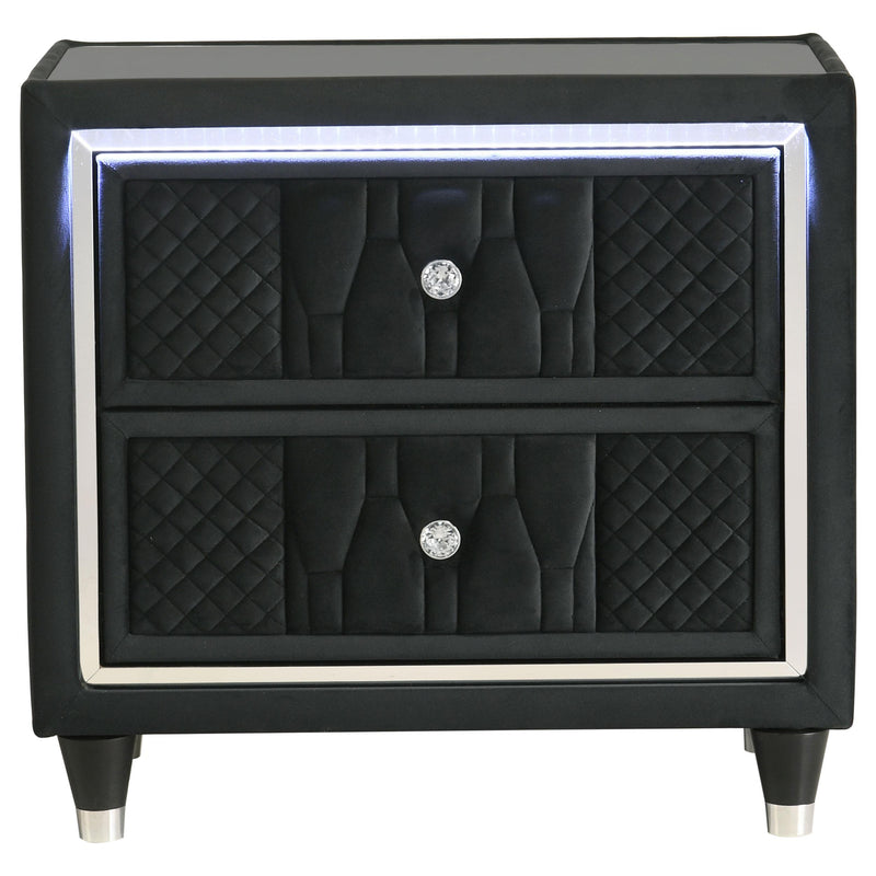 Lorient 2-drawer LED Nightstand with USB Black - detail 3