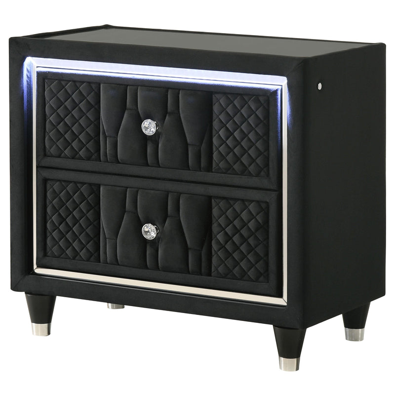 Lorient 2-drawer LED Nightstand with USB Black - detail 4