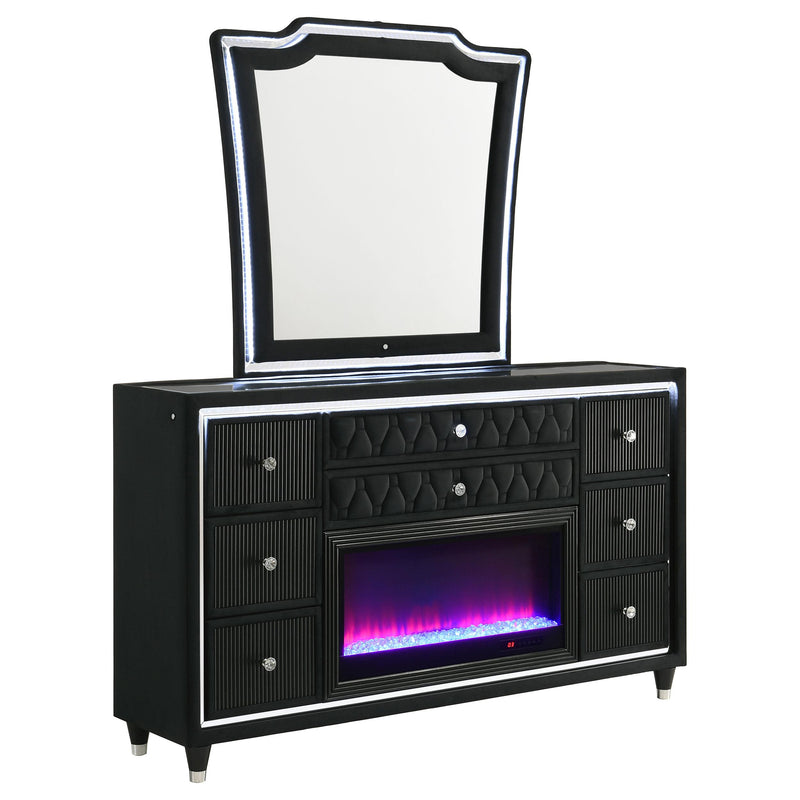 Lorient 8-drawer LED Flame Box Dresser and Mirror Black - alternate view