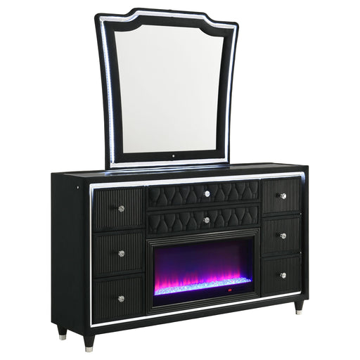 Lorient 8-drawer LED Flame Box Dresser and Mirror Black - alternate view