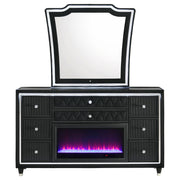 Lorient 8-drawer LED Flame Box Dresser and Mirror Black - detail 3