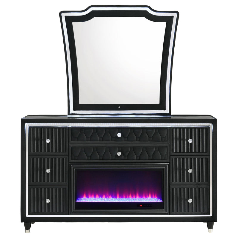 Lorient 8-drawer LED Flame Box Dresser and Mirror Black - detail 3