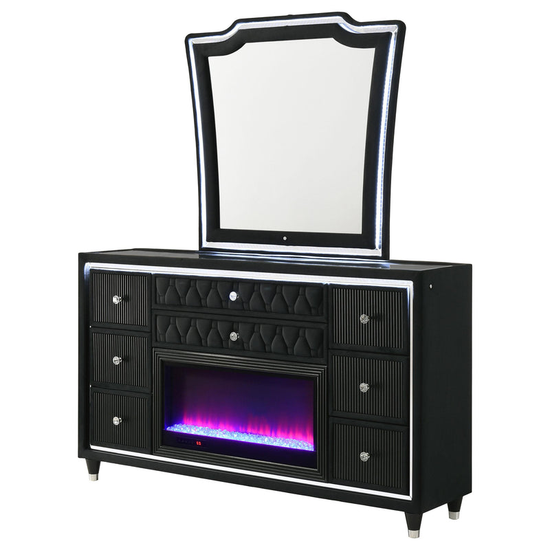 Lorient 8-drawer LED Flame Box Dresser and Mirror Black - detail 4