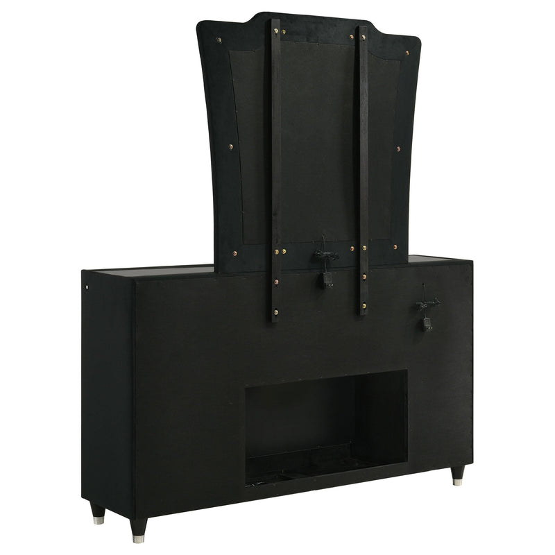 Lorient 8-drawer LED Flame Box Dresser and Mirror Black - detail 6