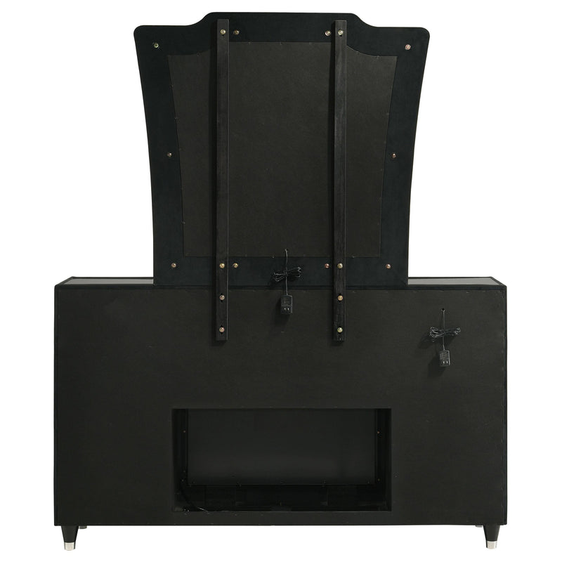 Lorient 8-drawer LED Flame Box Dresser and Mirror Black - detail 7