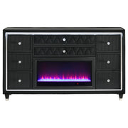 Lorient 8-drawer LED Bedroom Flame Box Dresser Black - detail 3